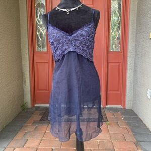 Blue Lace Overlay Babydoll Negligee